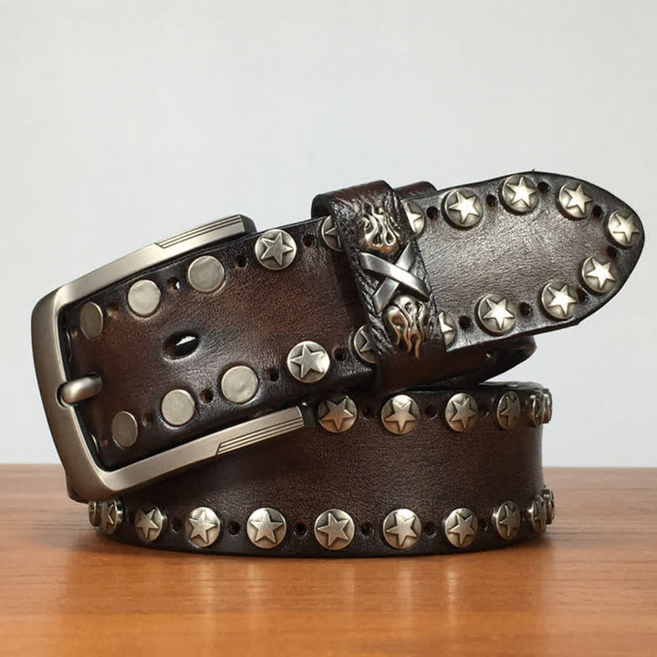 Punk Biker Rivet Studded Handmade Leather Belt