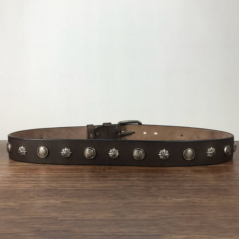 Retro Metal Rivet Studded Casual Jeans Leather Belt