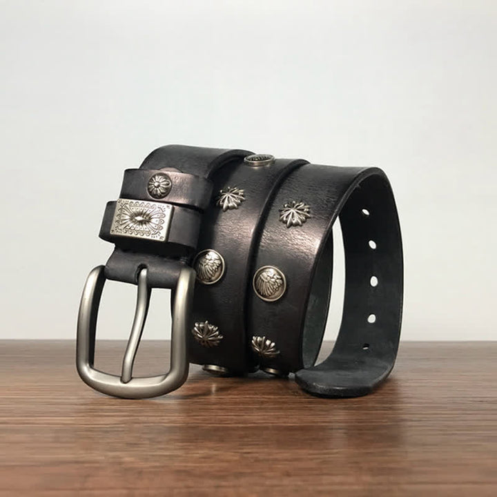 Retro Metal Rivet Studded Casual Jeans Leather Belt