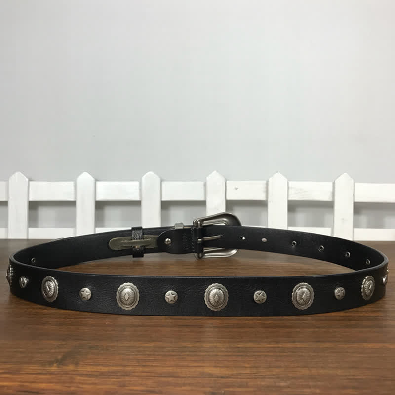 Personality Decorative Round Rivet Studded Leather Belt