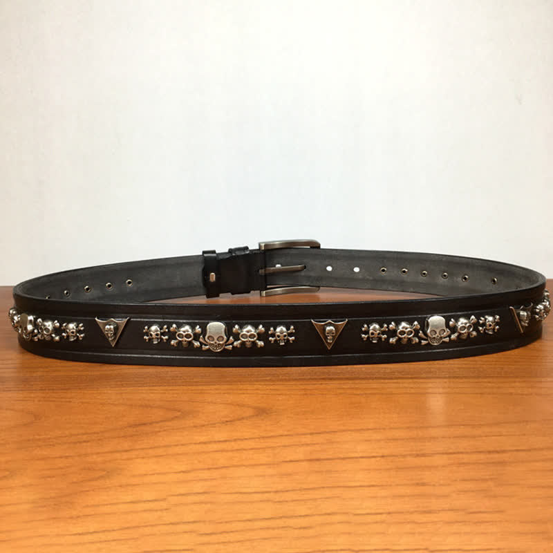 Punk Skull Shape Rivet Studded Leather Belt