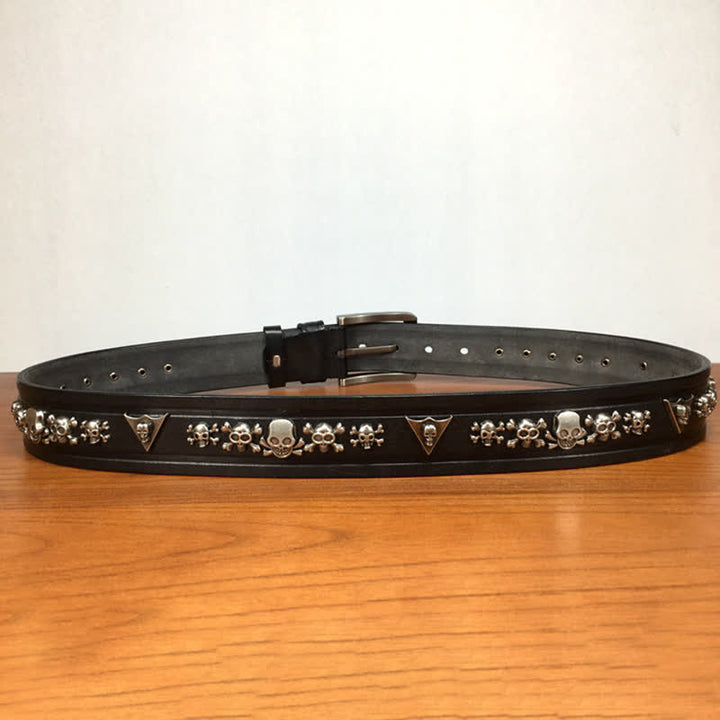 Punk Skull Shape Rivet Studded Leather Belt