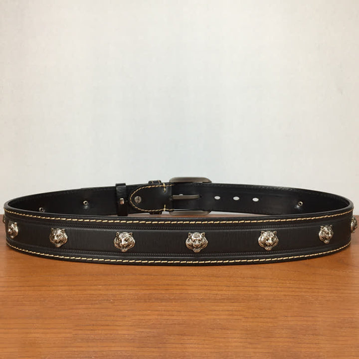 Unique Tiger Shape Rivet Studded Leather Belt