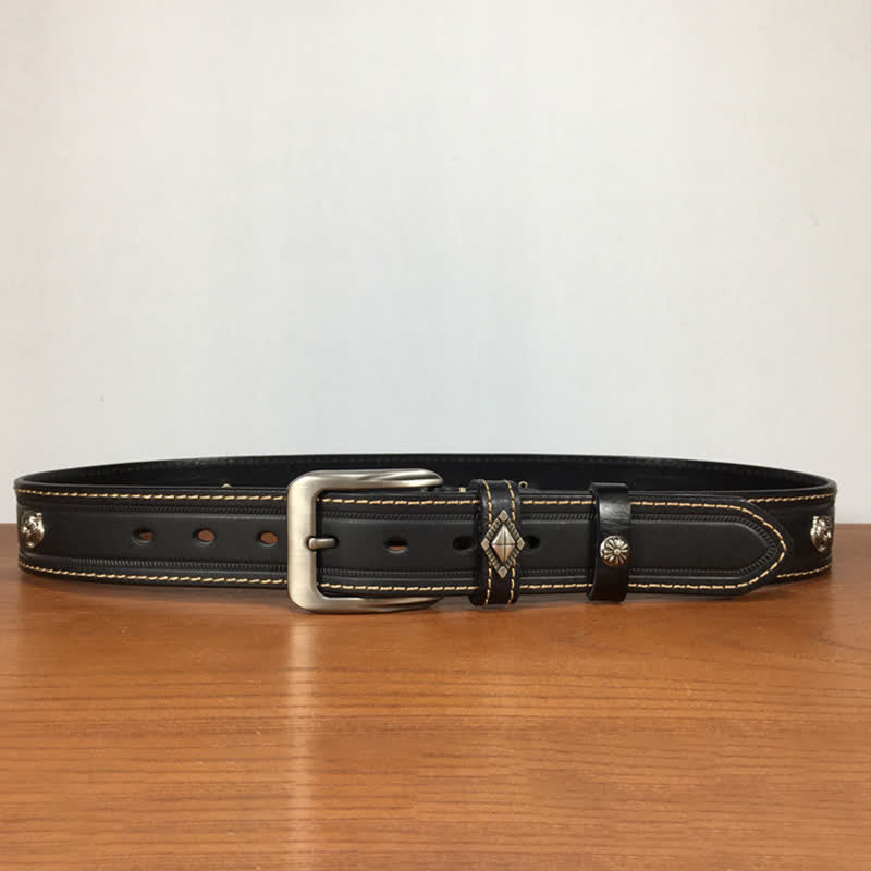 Unique Tiger Shape Rivet Studded Leather Belt