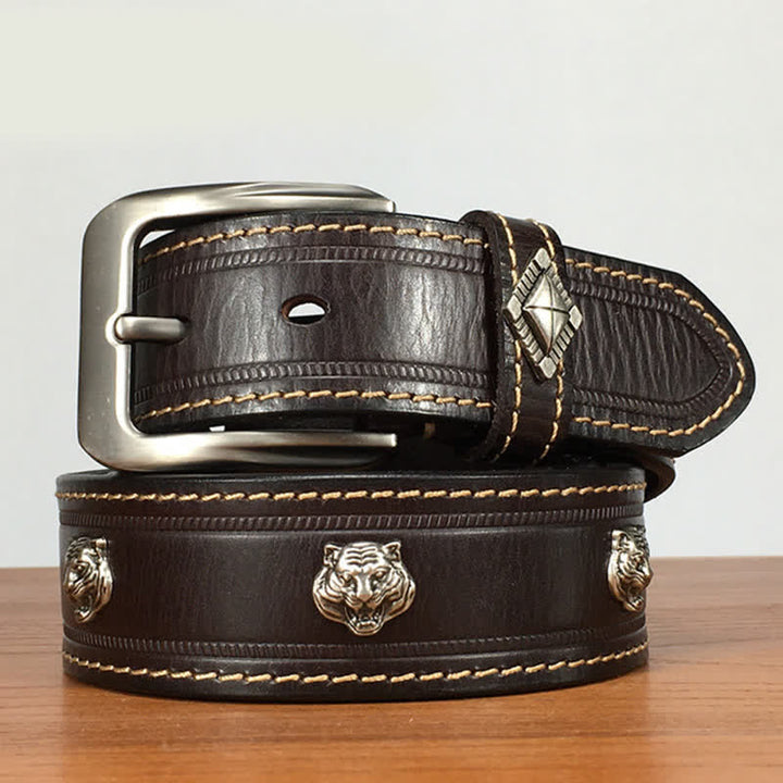 Unique Tiger Shape Rivet Studded Leather Belt