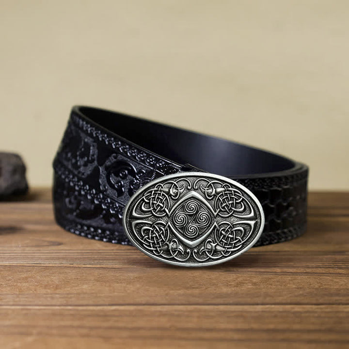 Men's DIY Viking Celtic Knot Buckle Leather Belt