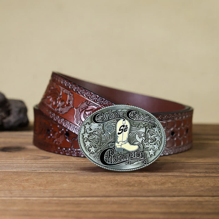 Men's DIY Cowboy Classic Champion Boots Leather Belt