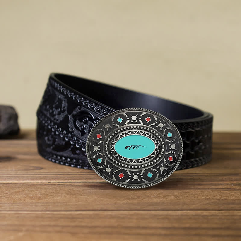 Men's DIY Western Colorul Enameled Leather Belt