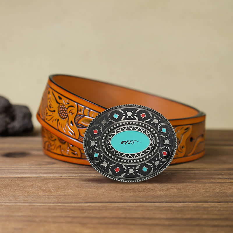 Men's DIY Western Colorul Enameled Leather Belt