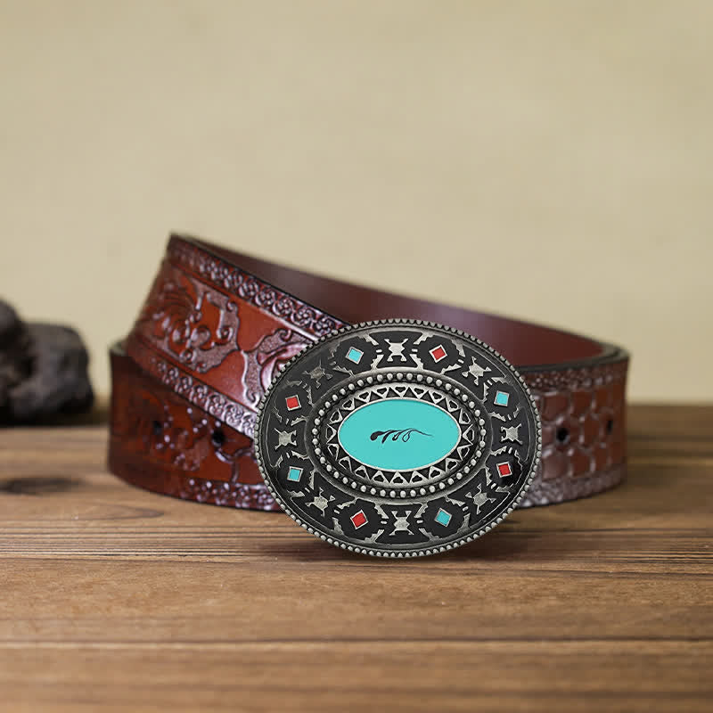 Men's DIY Western Colorul Enameled Leather Belt