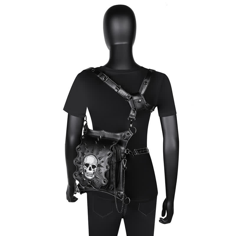 Gothic Style Skull Steampunk Shoulder Waist Leg Bag