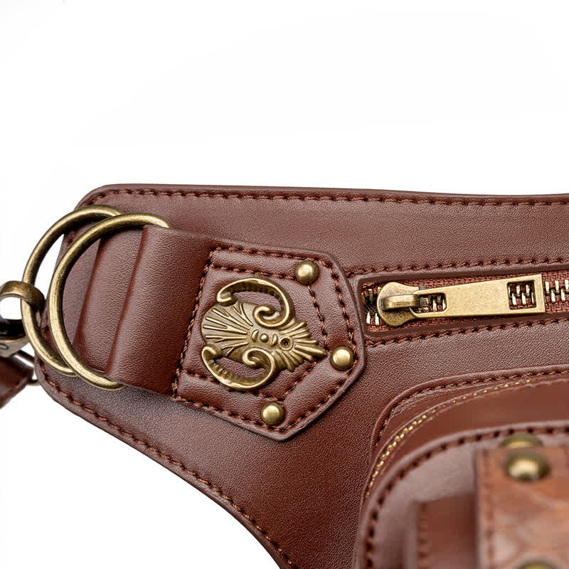 Brown Rock Motorcycle Chain Shoulder Waist Leg Bag