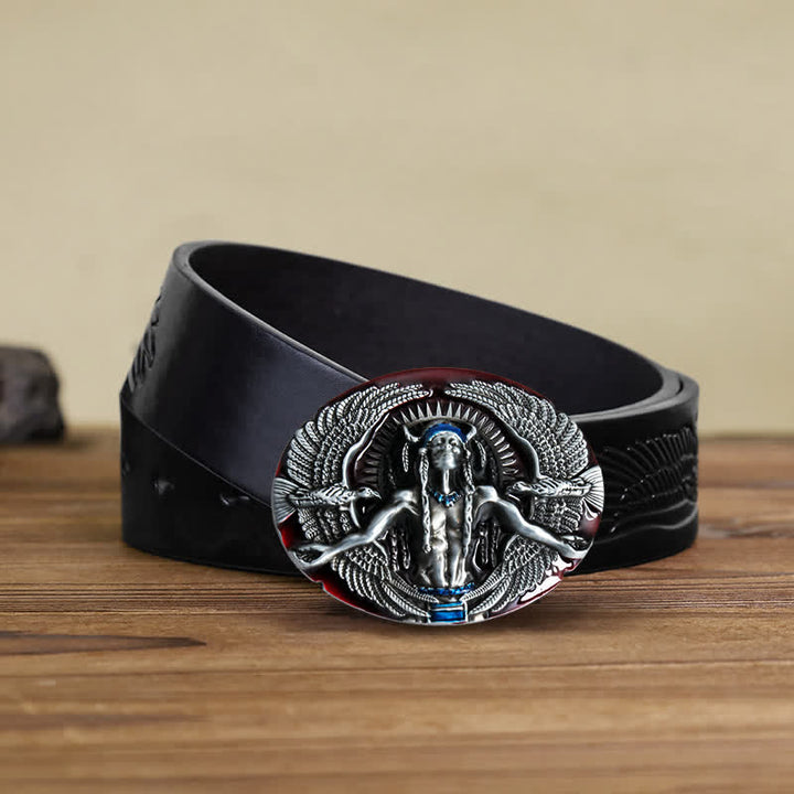 Men's DIY Indian Great Spirit Buckle Leather Belt