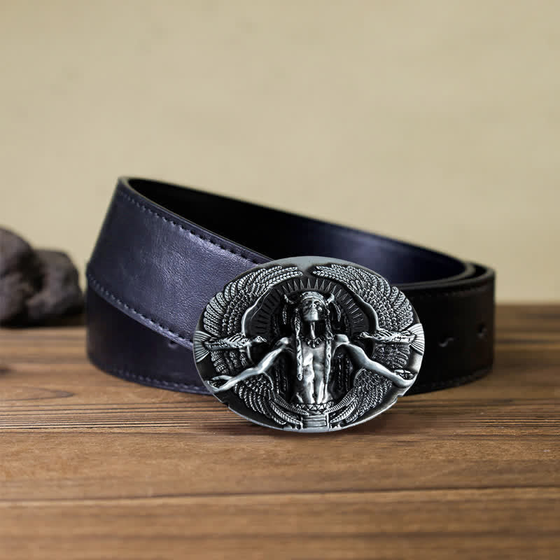 Men's DIY Indian Great Spirit Buckle Leather Belt