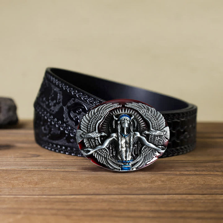 Men's DIY Indian Great Spirit Buckle Leather Belt