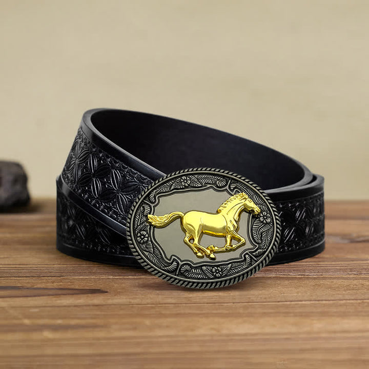 Men's DIY Eagle Horse Bull Animal Buckle Leather Belt