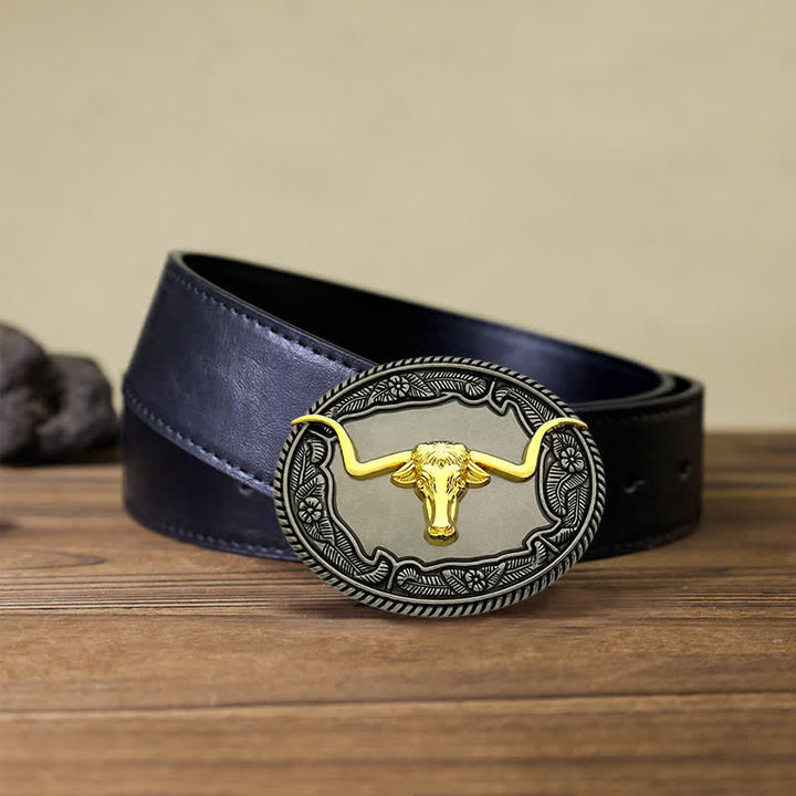 Men's DIY Horse Bull Animal Buckle Leather Belt