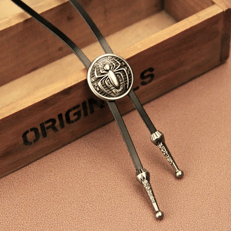 Spider Round Pendant Cowboy Bolo Tie