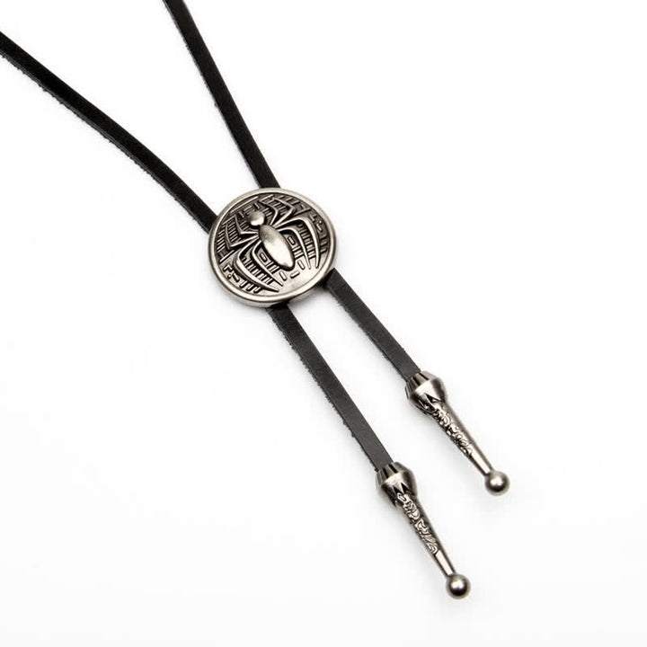 Spider Round Pendant Cowboy Bolo Tie