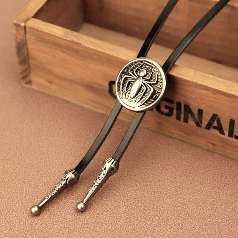 Spider Round Pendant Cowboy Bolo Tie