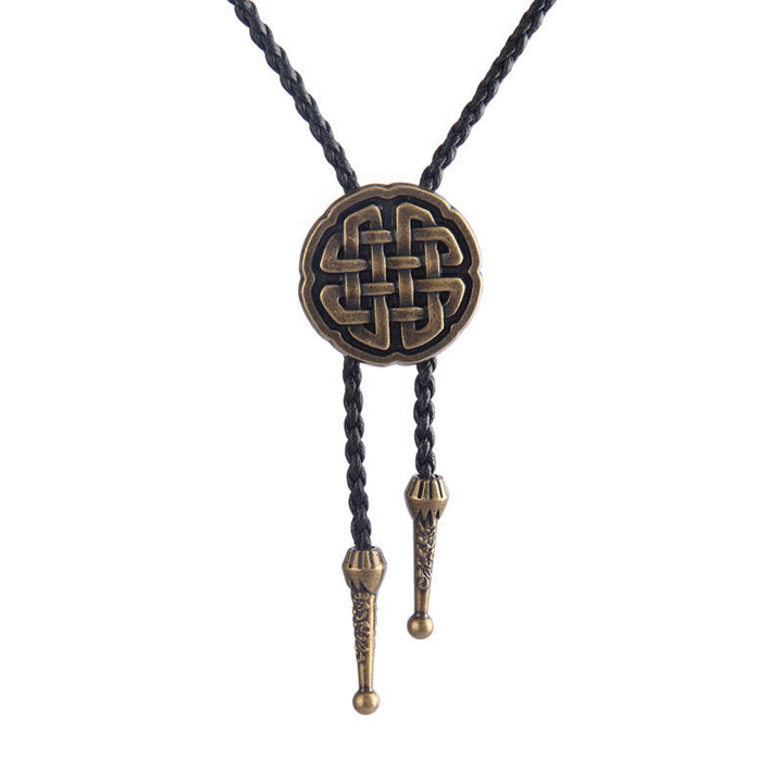 Viking Celtic Knot Round Pendant Bolo Tie