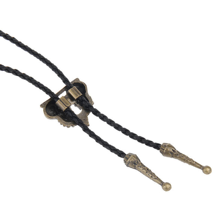 Double Skeleton Skull Heads Bolo Tie