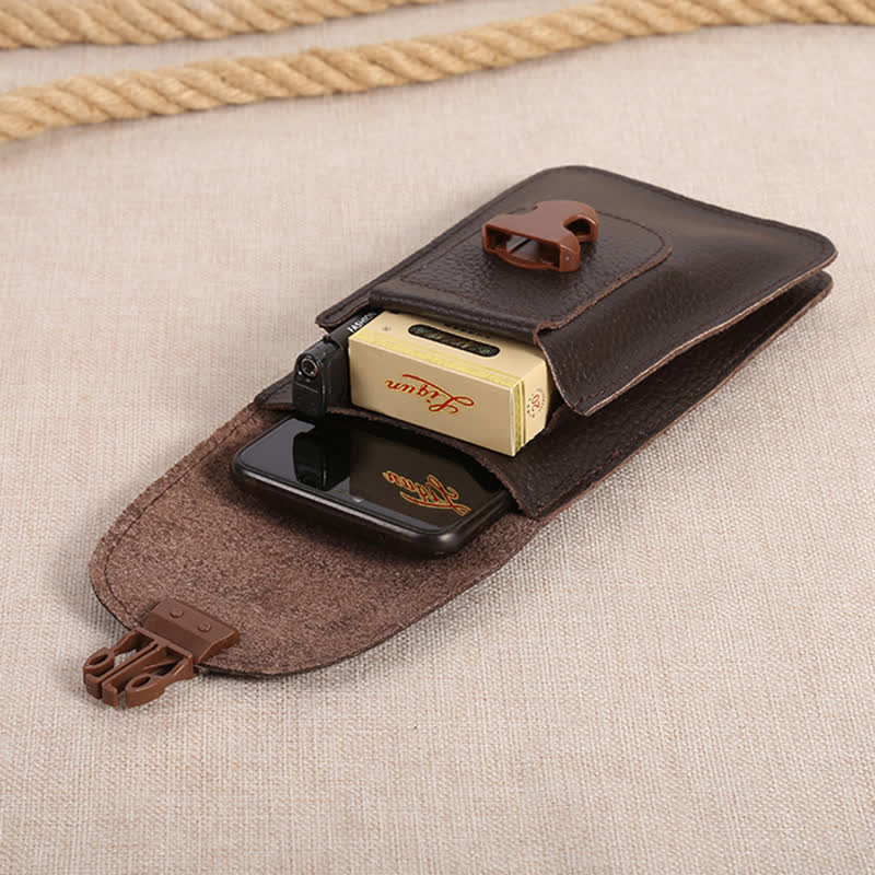 Release Buckle Cellphone Carrying Leather Belt Bag