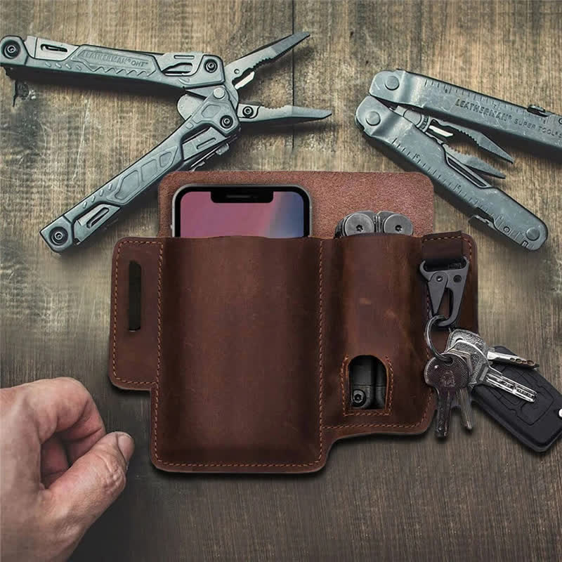 EDC Tactical Multifunctional Holster Leather Belt Bag