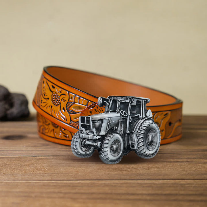 Men's DIY Country Tractor Buckle Leather Belt