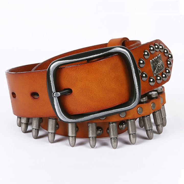 Personality Cool Bullet Rivet Leather Belt