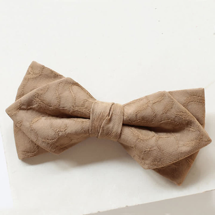 2Pcs Men's Khaki Vine Grain Bow Tie Set