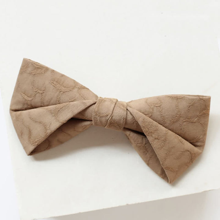 2Pcs Men's Khaki Vine Grain Bow Tie Set