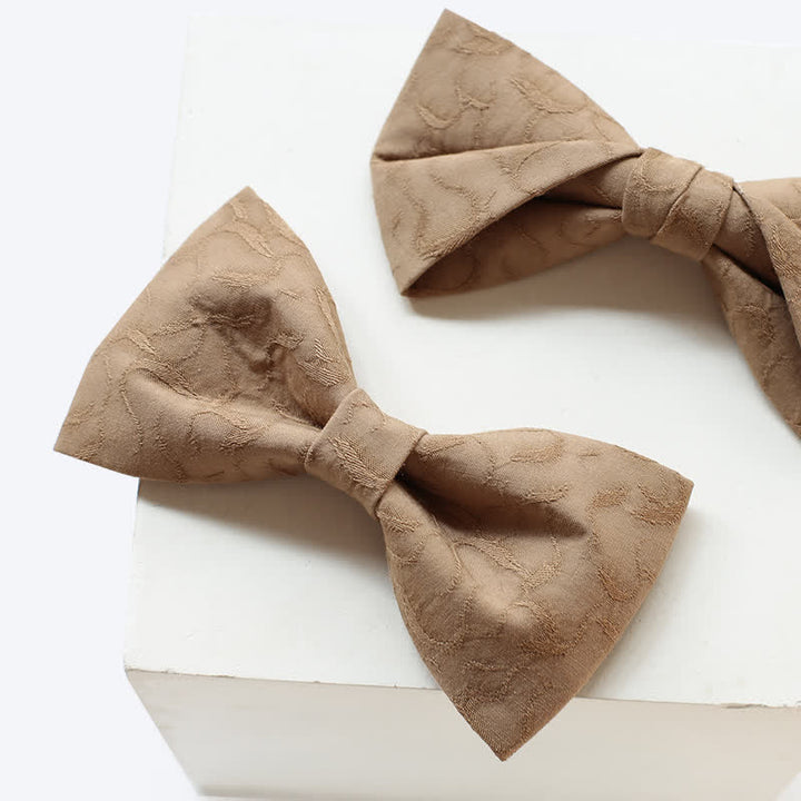 2Pcs Men's Khaki Vine Grain Bow Tie Set