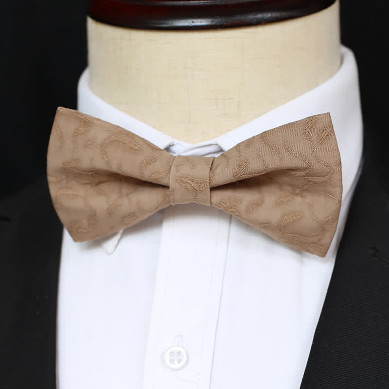 2Pcs Men's Khaki Vine Grain Bow Tie Set