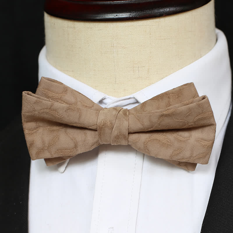 2Pcs Men's Khaki Vine Grain Bow Tie Set