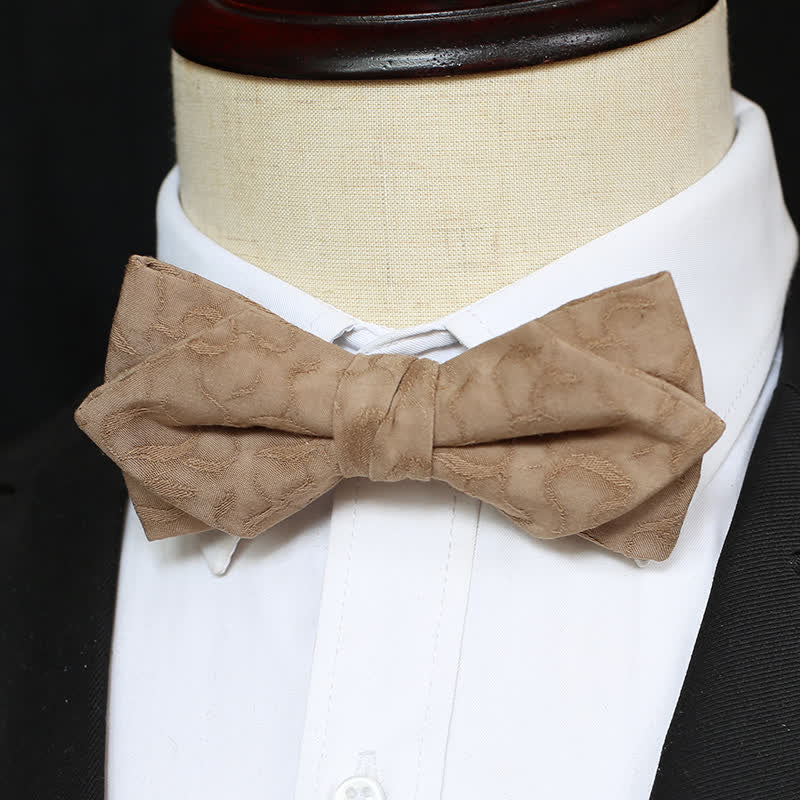 2Pcs Men's Khaki Vine Grain Bow Tie Set