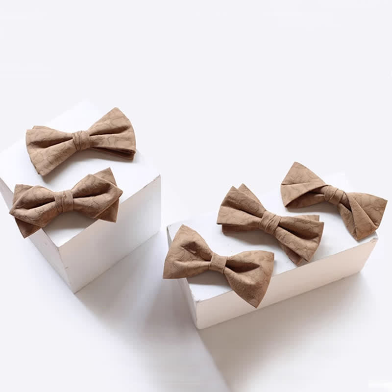 2Pcs Men's Khaki Vine Grain Bow Tie Set