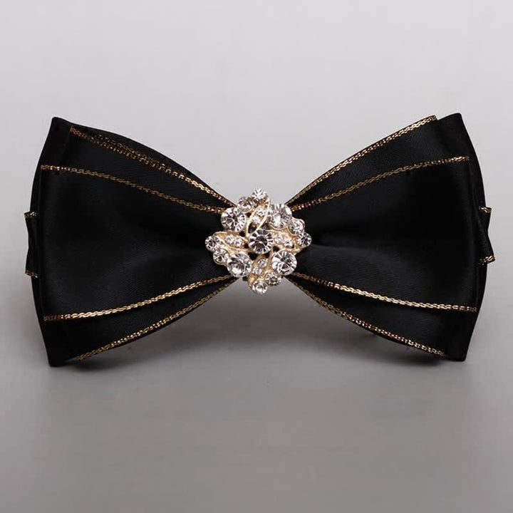 Men's Rhinestone Flower Golden Edge Bow Tie - image 4
