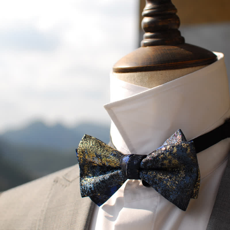 Men's Retro Royal Navy Blue & Black Bow Tie