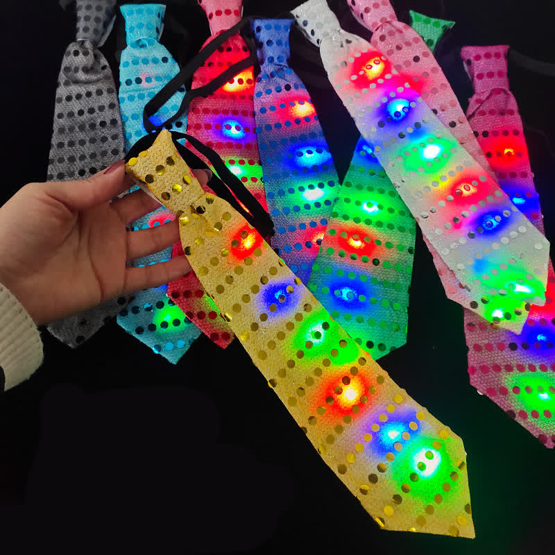 Mixcolor Flashing Luminous Sequin LED Necktie