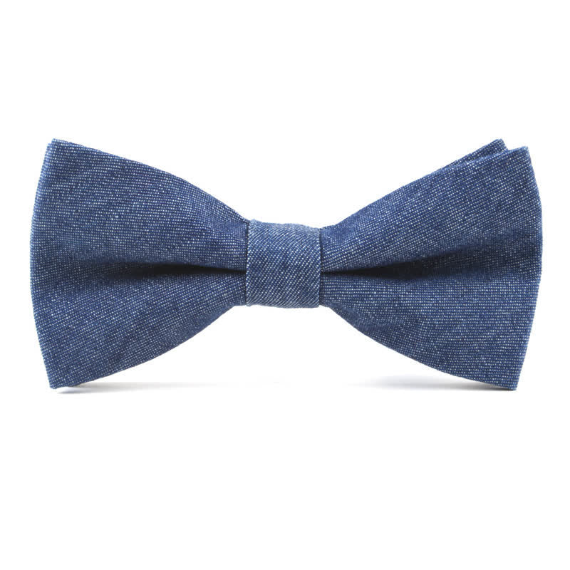 Men's Solid Color Twill Denim Cotton Bow Tie