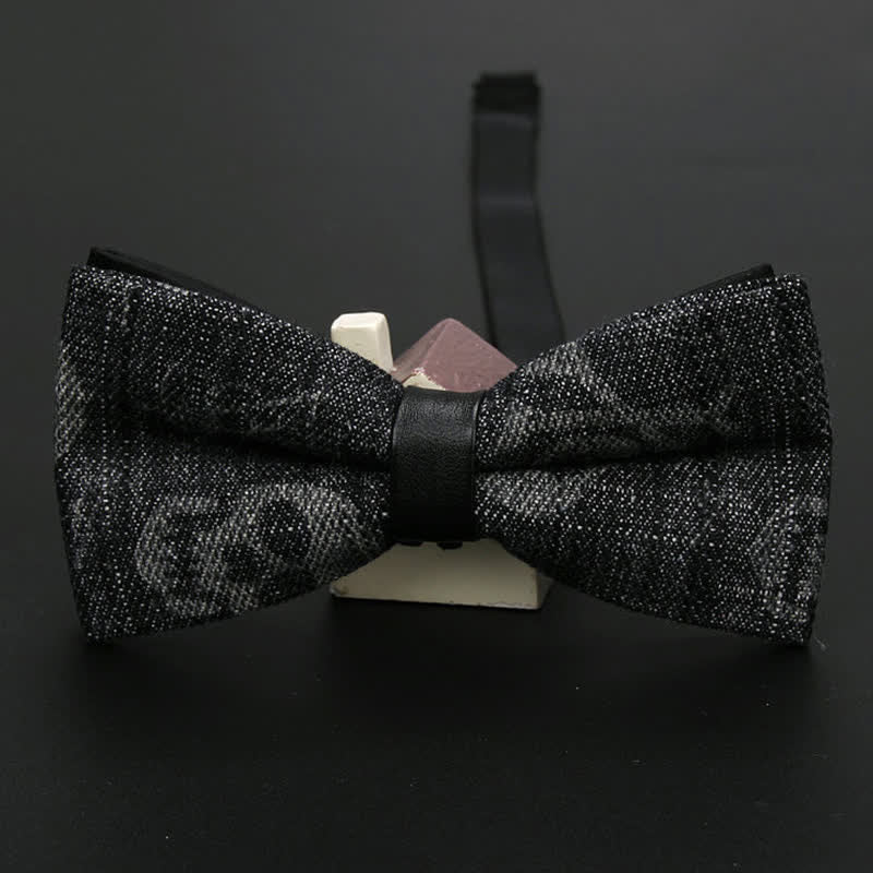 Men's Classic Skull Denim Cotton Wedding Fashion Bow Tie