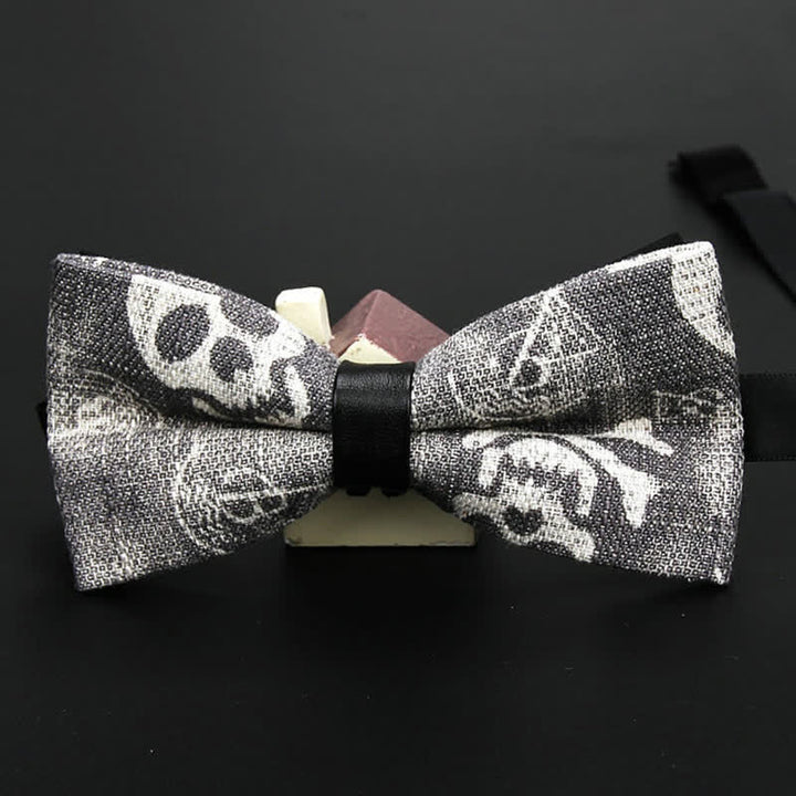 Men's Classic Skull Denim Cotton Wedding Fashion Bow Tie