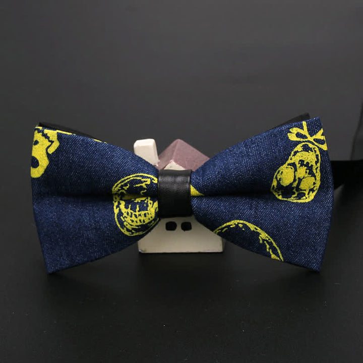 Men's Classic Skull Denim Cotton Wedding Fashion Bow Tie