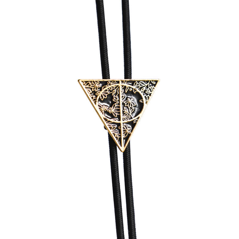 Dark Gold & Black Deathly Hallows Triangle Bolo Tie