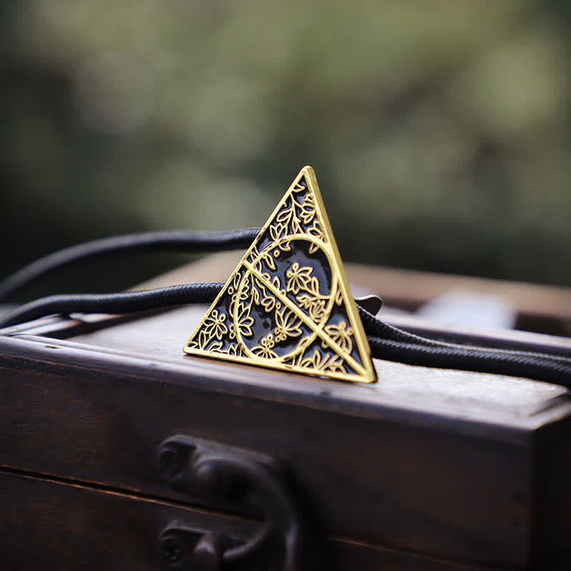 Dark Gold & Black Deathly Hallows Triangle Bolo Tie