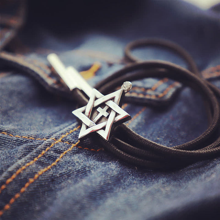 Lucky Charm Hexagram Star Bolo Tie