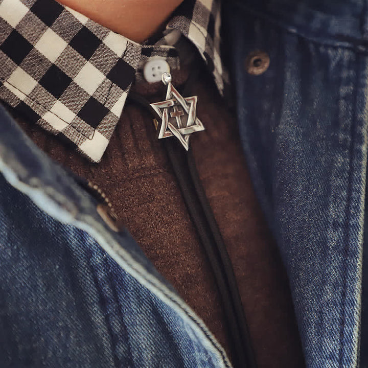 Lucky Charm Hexagram Star Bolo Tie