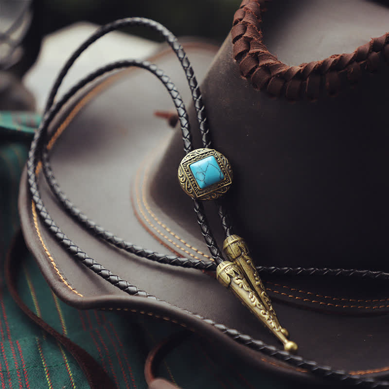 Copper Faux Turquoise Stone Bolo Tie