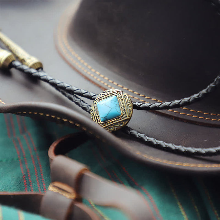 Copper Faux Turquoise Stone Bolo Tie - image 6